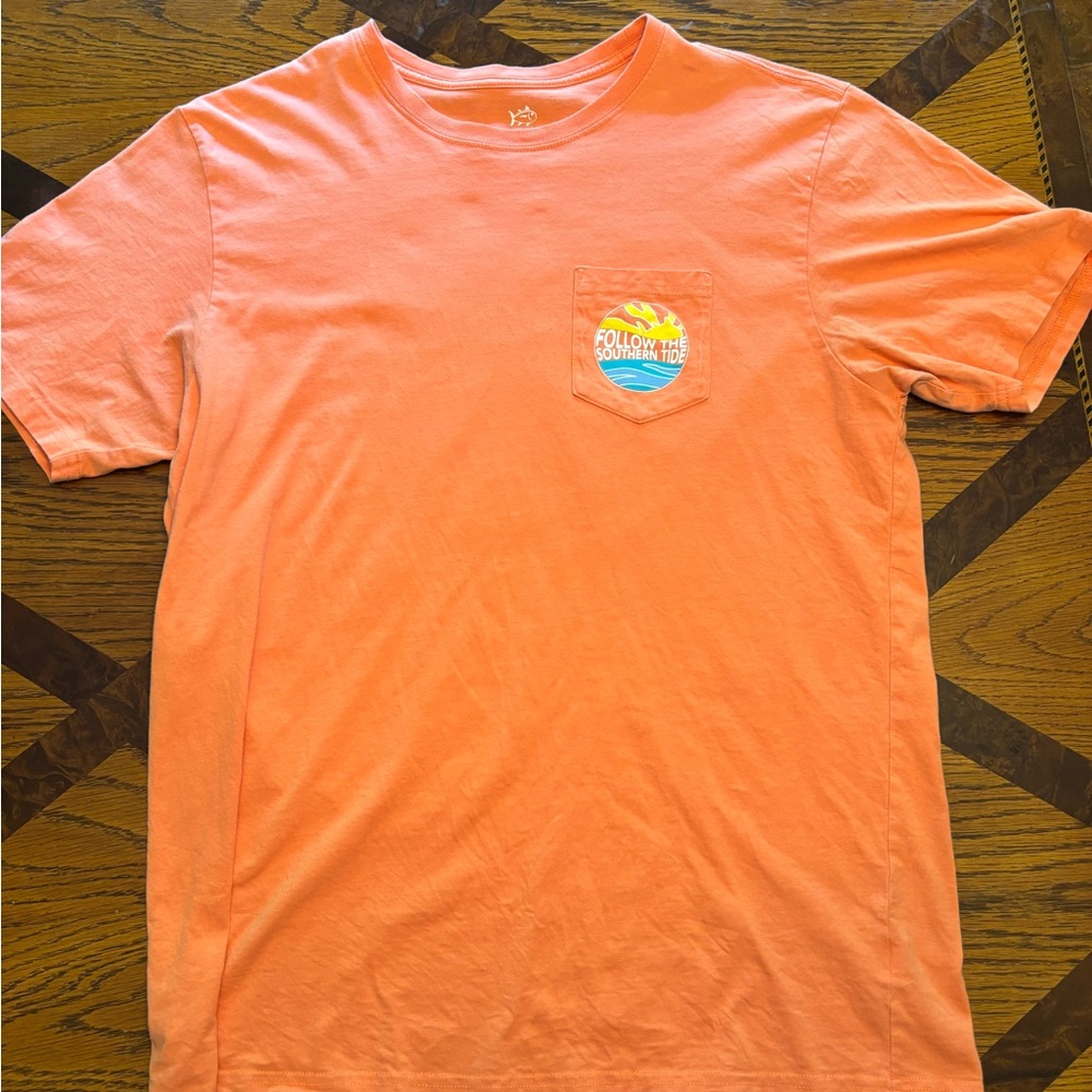 Southern Tide Orange Graphic Pocket Tee